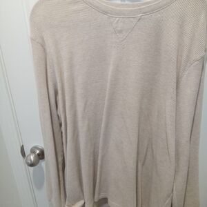 George Men's Big & Tall Size 3XL. Cream Long Sleeve Waffle Knit Henley Top